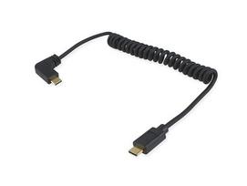 Equip USB-C 2.0 to C Cable, 90° Coil, PD60W, Stainless Steel, 1.00m, Black