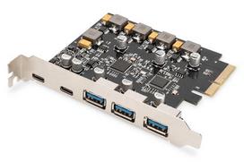 Digitus PCI Express Card USB 3.1 Gen2, 2x USB-C, 3x USB-A