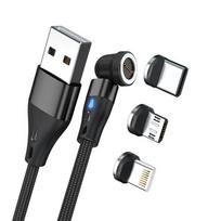 Realpower Magnetic cable 3 Amp, 1m, black with adapters