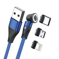 Realpower Magnetic cable 3 Amp, 1m, blue with adapters