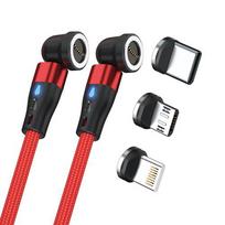 Realpower Magnetic cable, 1m, 2x magnetic, red with adapters