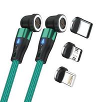 Realpower Magnetic cable, 1m, 2x magnetic, green with adapters