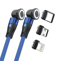 Realpower Magnetic cable, 1m, 2x magnetic, blue with adapters