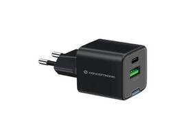Conceptronic 2-Port GaN USB-C/USB-A Power Delivery 3.0/Power Delivery 3.0 with Swappable Ports