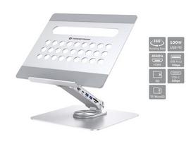 Conceptronic Laptop Stand with 7-in-1 Docking Station, Silver