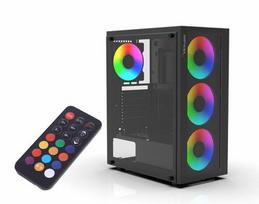 Inca Mid-Tower case/ATX/metal  AND  glass/USB/RGB, black
