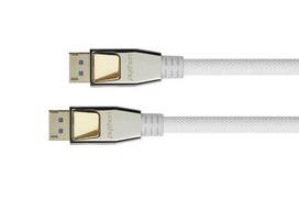 Python DisplayPort 2.0 Cable Nylon Braided White 0.5m
