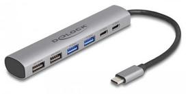 Delock 6 Port USB Hub with 4x USB-A and 2x USB-C sockets