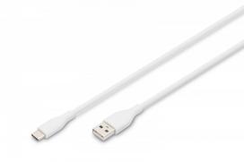 Digitus USB 2.0 Cable Type C to A Silicone Steel/Steel 1m white