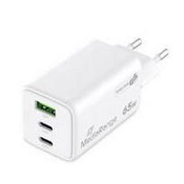 MediaRange 65W 3-Port GaN Charger, White, 1x USB-A/2x USB-C