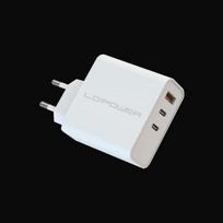 LC-POWER USB charger 110-240V for USB-C/USB-A devices 65W