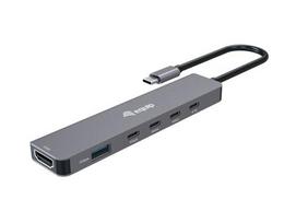 Equip USB-C to HDMI/3xUSB-C/USB-A Adapter, 4K/60Hz, 0.25m Aluminum.