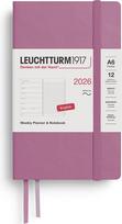 Leuchtturm 1917 Savaitinis planuoklis su linijiniu užrašų knygele minkštais viršeliais Leuchtturm 1917 2026 EN A6, purvinai rožinis
