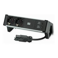 BACHMANN DESK2 2xCEE7/3 USB Schwarz USB Charger C/C 100W GST18 0,2m