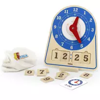 VIGA Medinis laikrodis Mokymosi laiko laikrodis Montessori