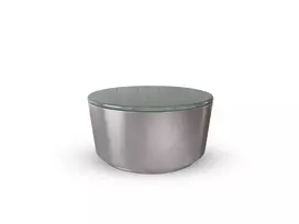 Cangas coffee table, Top marble green Gutemala, Base steel brushed nickel, Ø80x41.5 cm