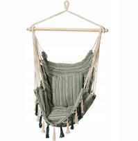 ProGarden Pakabinamas lauko krėslas su 2 pagalvėmis, 100 x 130 cm, Green, medinė rankena | 8721037874854 | 8721037874854