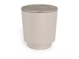 Cangas coffee table, Top marble grey Toronto, Base steel matt grey, Ø45x51.5 cm
