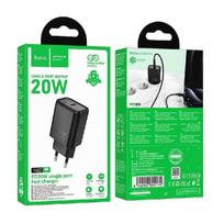 Hoco N60 Usb-c 20w tinklo įkroviklis, greitas įkrovimas, juodas