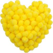 Pomponai 10 mm, geltoni, 50 vnt.