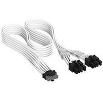 Corsair Premium Sleeved 12V-2x6 zu 2x 6+2-Pin-PCIe-Kabel, Universal - weiß