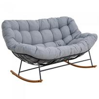 Lauko supamoji sofa Mirpol Nube dvivietė, pilka, su metaliniu rėmu