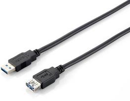 Equip USB-A3.0 to USB-A Extension Cable, Shielded, 2.00m, Black, Polybag