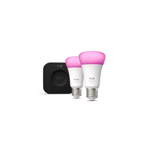 Philips Hue Starter Kit: Hue Bridge Pro + 2 E27, White and Color Ambiance, compatible with common smart home assistants