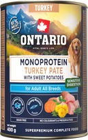 Šlapias šunų maistas Ontario Adult Pate, kalakutiena/saldžioji bulvė, 0.4 kg