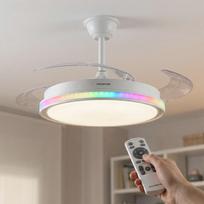 Lubų ventiliatorius su RGB LED šviesa, 4 įtraukiamais sparnais ir nuotolinio valdymo pulteliu InnovaGoods
