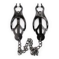 Latetobed Japanese Nipple Clamps with Chain Black Spenelių spaustukai