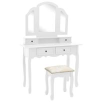 Kosmetinio staliuko rinkinys baltas 100x40x146cm paulovnija