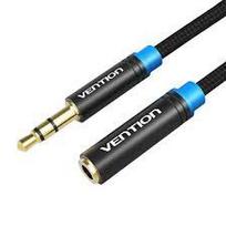 Vention VAB-B06-B150-M 3.5mm male/female 1.5m juodas metalinis garso prailginimo kabelis