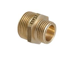 Tarpmovė TDM Brass 112S, 1/4 colio - išorinis sriegis / 3/8 colio - išorinis sriegis, 3/8" x 1/4"