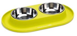 Stovas su dubenėliais šuniui Beeztees Silicone & Stainless Steel, 0.25 l, 31 cm x 19 cm, sidabro sp.
