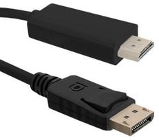 Laidas Qoltec Displayport to HDMI HDMI 19 pin male, Display port male, 3 m, juoda sp.