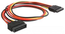 Laidas Delock SATA 15 pin male, SATA 15 pin female, 0.5 m, raudona sp.