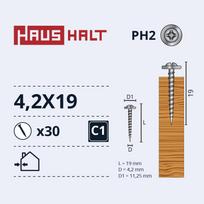 Savisriegis Haushalt DIN 14566, 4.2 mm x 19 mm, 30 vnt.