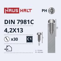 Savisriegis Haushalt DIN7981C, 4.2 mm x 13 mm, 30 vnt.