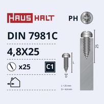 Savisriegis Haushalt DIN7981C, 4.8 mm x 25 mm, 25 vnt.