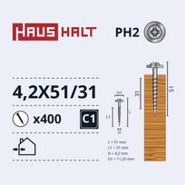 Savisriegis Haushalt DIN 14566, 4.2 mm x 51 mm, 400 vnt.