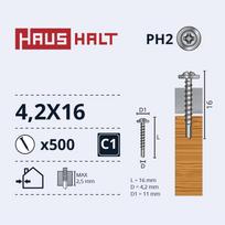 Savisriegis Haushalt DIN 14566, 4.2 mm x 16 mm, 500 vnt.