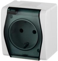 Kištukinis lizdas Elektro-Plast Hermes 2 1024-01, su įžeminimu, IP44, balta antracito sp.