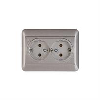 Dvivietis kištukinis lizdas Vilma SL250 111030202905, su įžeminimu, metalo sp.