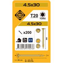 Medsraigtis, universalieji Forte Tools TX20, 4.5 x 30 mm, geltona sp., 200 vnt.