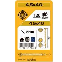 Medsraigtis, universalieji Forte Tools TX20, 4.5 x 40 mm, geltona sp., 200 vnt.