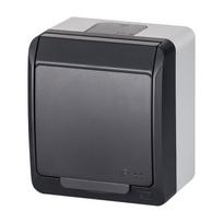 Kištukinis lizdas Elektro-Plast Hermes 0324-07, su įžeminimu, IP44, antracito sp./balta sp.