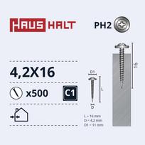Savisriegis Haushalt DIN 14566, 4.2 mm x 16 mm, 500 vnt.
