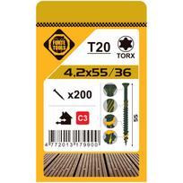 Medsraigtis, terasoms Forte Tools, 4.2 x 55 mm, žalia sp., 200 vnt.