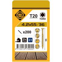 Medsraigtis, terasoms Forte Tools, 4.2 x 55 mm, geltona sp., 200 vnt.